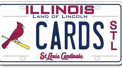 Photo of Cardinals license plates in Cub’s town