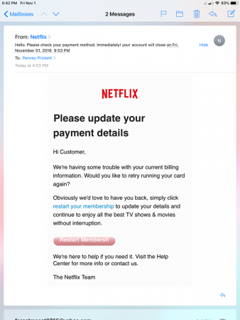 Phishing Scam Disguised As Netflix Email