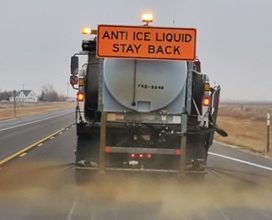 Photo of Kansas crews using beet juice to help fight ice, snow