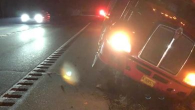 Photo of Semi Winds Up In Ditch Trying To Pass Cars