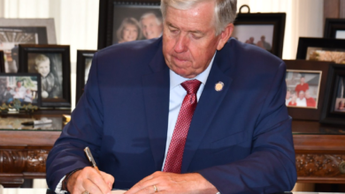 Photo of Governor Mike Parson issued 16 pardons today.