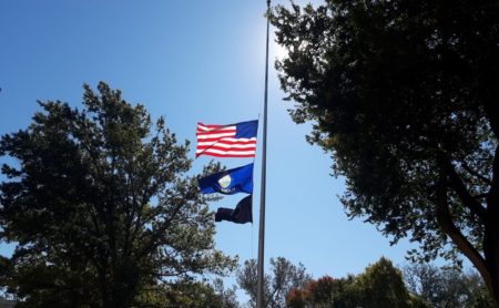 Flags flying at half-staff today in Kansas for a fallen hero. 