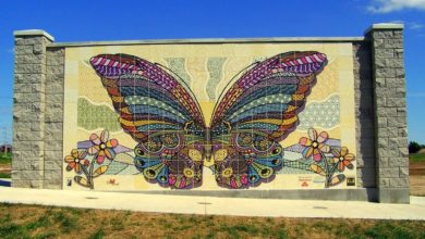 Photo of Butterfly Mural maintenance to be conducted due to damaged tiles.