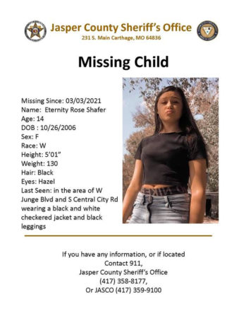 Jasper County Sheriff’s Office looking for a missing child