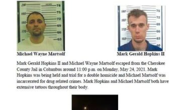 Photo of Cherokee County Sheriff’s Office seeking two escaped inmates