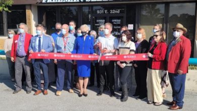 Photo of Freeman cuts ribbon for expanded sleep center