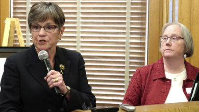 Photo of Kansas Governor Laura Kelly announces her annual budget outline