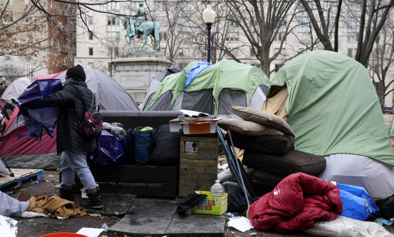 Homeless Hobo Drifter Encampment Tent City