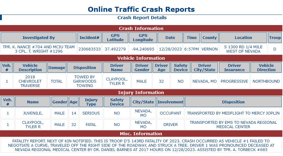 Nevada Fatal Crash