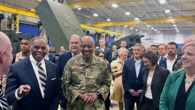 Photo of US military chief tours arms plants with GOP lawmakers to show that Ukraine aid boosts jobs at home