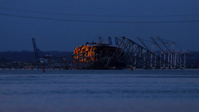 Photo of An alternate channel is being prepared for essential vessels at Baltimore bridge collapse site