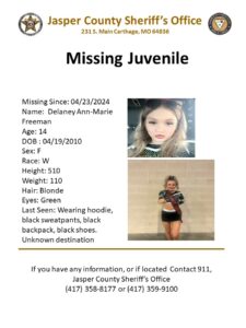 Jasper County missing child PSA