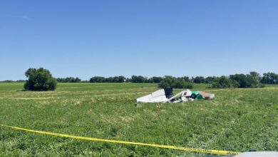 Photo of Small plane crash outside Butler, Missouri. Occupants parachute to saftey.