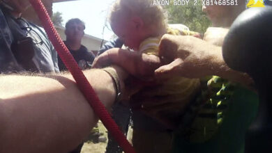 Photo of Toddler rescued after falling down narrow pipe in the yard of his Kansas home