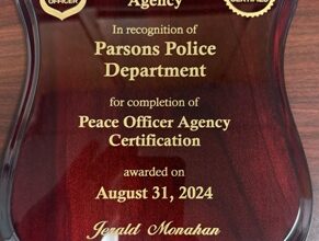 Photo of Parsons Police first in Kansas to achieve Peace Officer Agency Certification