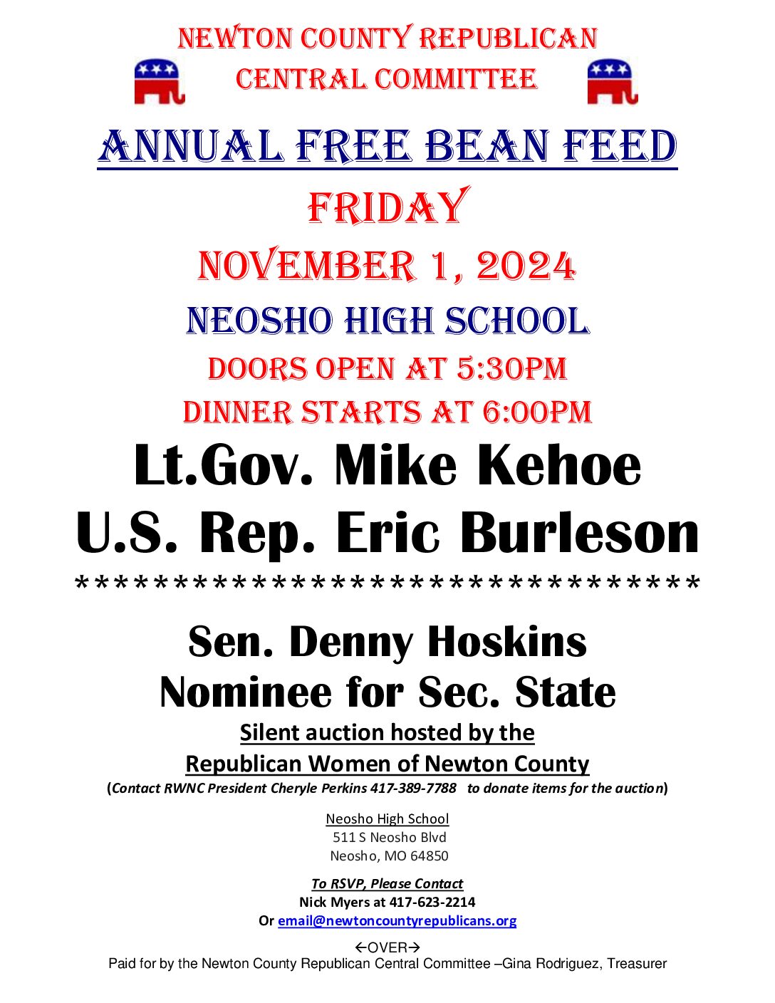 Photo of 2024 Annual Free Bean Feed Featuring Lt. Gov. Mike Kehoe & U.S. Congressman Eric Burlison